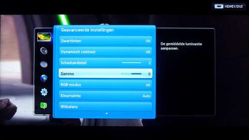Advanced Beeld menu